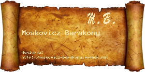 Moskovicz Barakony névjegykártya